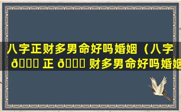 八字正财多男命好吗婚姻（八字 🐈 正 🐛 财多男命好吗婚姻不好吗）